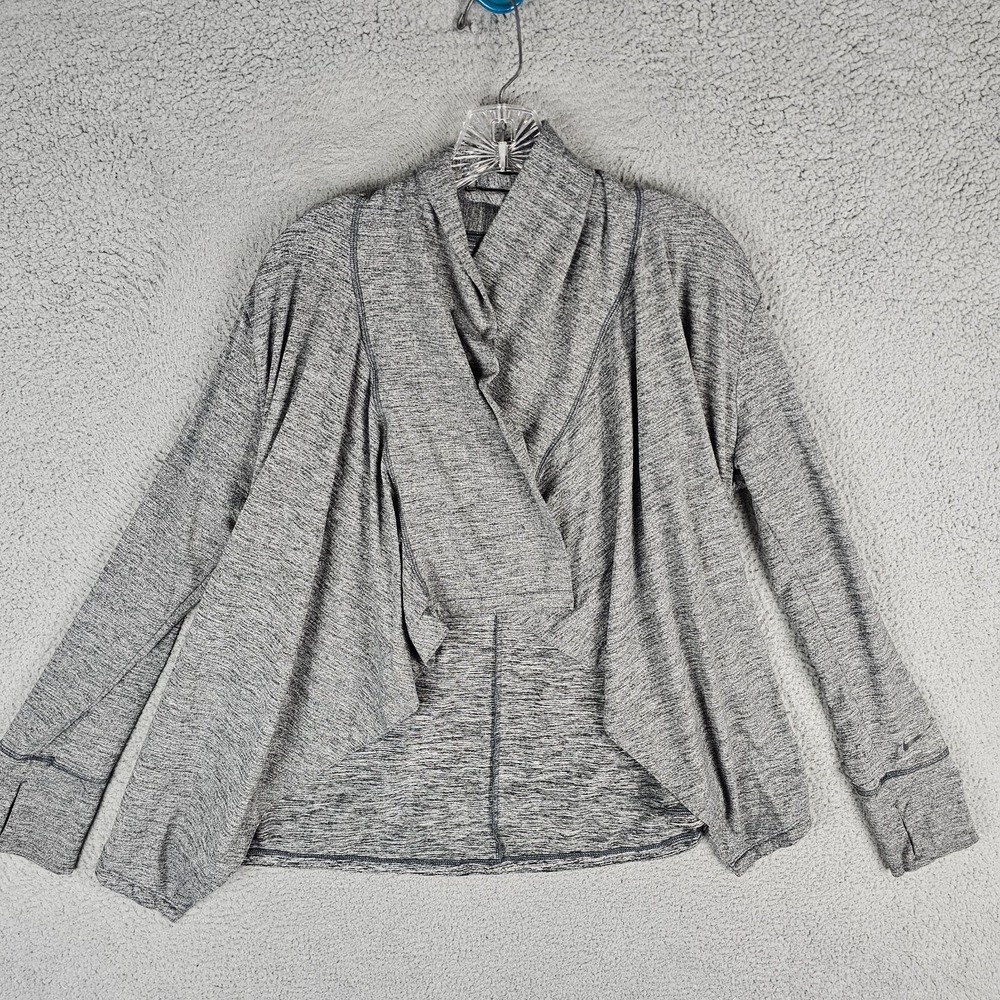 Nike Yoga Top Women Small Grey CD3210-010 Dri-FIT Open Front Thumbhole Cardigan